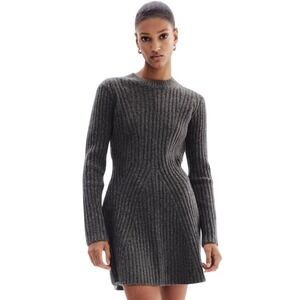 H&M Gray Ribbed Mini Dress